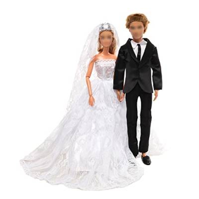Miunana Puppen Formales Anzug Braut Kleid Kleidung Hochzeits Puppenkleidung Brautkleid mit Brautschleier Schuhe für 11,5 Zoll Puppen von Miunana