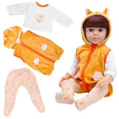 Miunana Puppenkleidung Kleidung für Baby Puppen, Orange Katze Bekleidung Outfits für 50-55 cm Puppen, 20-22 Zoll Puppenkleider Puppenzubehör (Keine Puppe) von Miunana