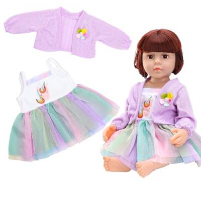 Miunana Puppenkleidung Kleidung für Baby Puppen, Regenbogen Kleider Bekleidung Outfits für 50-55 cm Puppen, 20-22 Zoll Puppenkleider Puppenzubehör (Keine Puppe) von Miunana