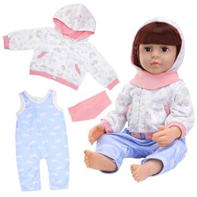 Miunana Puppenkleidung Kleidung für Baby Puppen, Süße Bekleidung Top Hosen Hut Outfits für 50-55 cm Puppen, 20-22 Zoll Puppenkleider Puppenzubehör (Keine Puppe) von Miunana