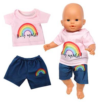 Miunana Puppenkleidung Outfits für Baby Puppen, Sommer Kleidung für 35-43 cm Puppen, Regenbogen Bekleidungsset für Puppen von Miunana