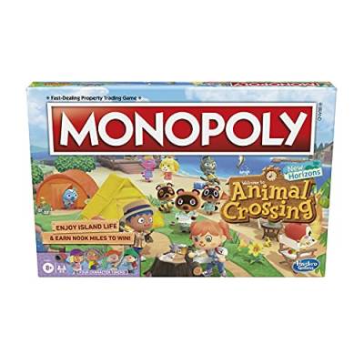 Monopoly Animal Crossing New Horizons Edition Brettspiel für Kinder ab 8 Jahren, lustiges Spiel zum Spielen für 2-4 Spieler, englische Version von Monopoly