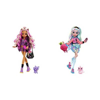 Monster High Mattel Clawdeen - Puppe mit Animal-Print-Pullover und schaurig-schönem Longsleeve-Top & Lagoona Blue Puppe - Pink Hoodie von Monster High