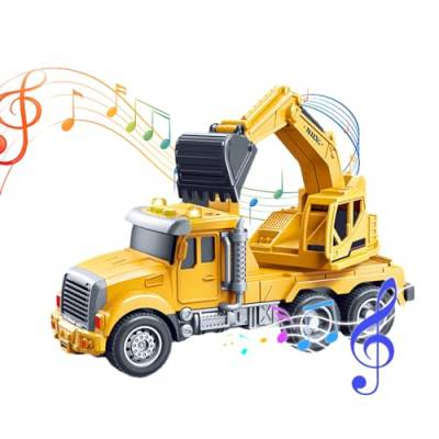 NGUMMS Reibungslastwagen | Interaktives Baufahrzeug-Spielzeug mit Lichtern und Geräuschen,BAU-LKW-Spielzeug für Kinder, Jungen und Mädchen ab 4 Jahren, BAU-LKWs von NGUMMS