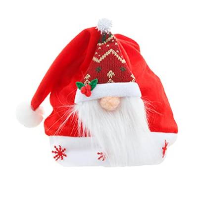 NGUMMS Rote Weihnachtsmütze, Weihnachtszwerg-Design, rote Hüte, Flauschige, übergroße Weihnachtsmütze aus Samt für Erwachsene, Jungen und Kinder von NGUMMS