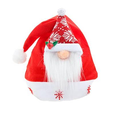 NGUMMS Weihnachtsmützen - Rote flauschige Zwergen-Design-Mützen | Weiche Weihnachtsmütze aus flauschigem, übergroßem Samt für den Urlaub, Geschenk für Kinder, Erwachsene und Mädchen von NGUMMS