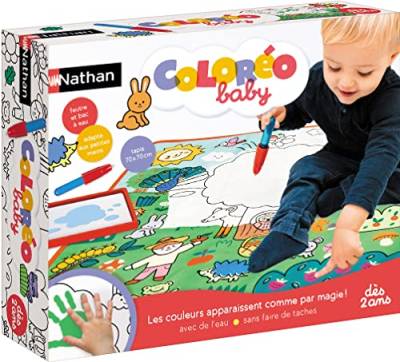 Nathan 31630 Coloréo Baby-Wasserbasierte Malmatte-Zeichenteppich-Fleckenfrei-Für Kinder ab 2 Jahren, Mehrfarbig, 70 x 70 cm von NATHAN