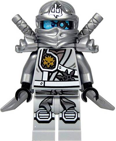 LEGO Ninjago: Minifigur Titanium Zane (silberner Ninja) mit Schulterrüstung und zwei Katanas (Schwerter) NEUHEIT 2015 von LEGO