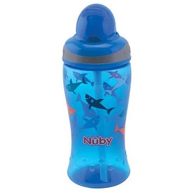 Nûby Trinkhalmflasche Soft Flip-It 360ml ab 12 Monate, blau von Nûby