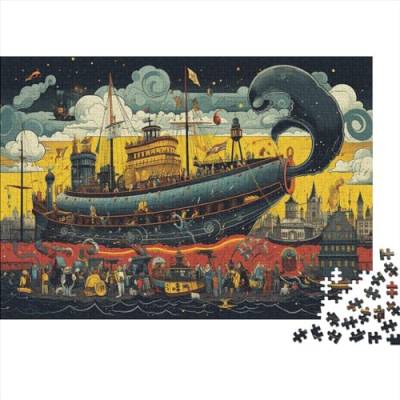 300-teiliges Puzzle für Erwachsene, Kreuzfahrtschiff im Hafen, Familienspaß-Puzzle, 300 Teile für Erwachsene, Geschenke, ungelöstes Puzzle, 300 Teile (40 x 28 cm) von ONDIAN