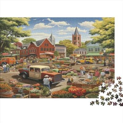 Bustling Farmers Market 3D-Puzzles 300 Teile Für Erwachsene Puzzles Für Erwachsene 300 Teile Puzzle Lernspiele Ungelöstes Puzzle 300pcs (40x28cm) von ONDIAN