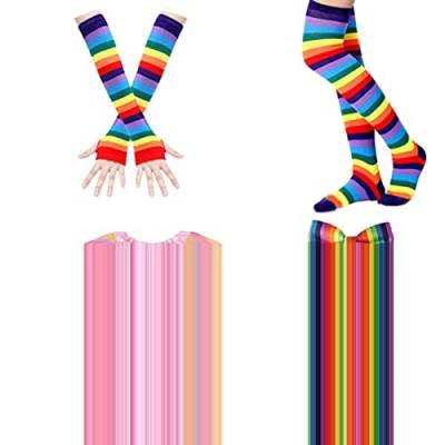 PERTID 80er Jahre Kleid - 1980er Jahre Kostüme für Damen | 80er Jahre Kostüm Clown Zirkus Kostüm Set Lange Perücke Cosplay Locken von PERTID