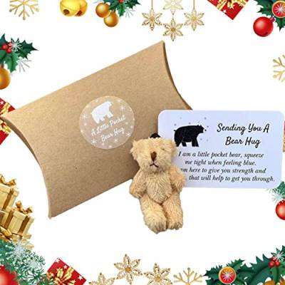 PERTID Bär in Tasche, Bärentasche, handgefertigt | Senden Sie eine Bärenumarmung mit Geschenkkarte, Liebes-Token, schenken Sie dem Menschen, der sie braucht. Cipliko von PERTID