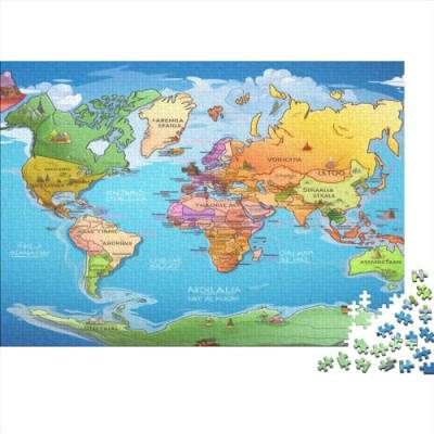 Map of Europe Erwachsene Puzzles 500 Teile Atlase Educational Game Home Decor Geburtstag Family Challenging Games Stress Relief Toy 500pcs (52x38cm) von PHLEPS