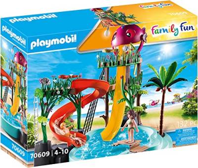 PLAYMOBIL Family Fun 70609 Aqua Park mit Rutschen, Zum Bespielen mit Wasser, Ab 4 Jahren von PLAYMOBIL