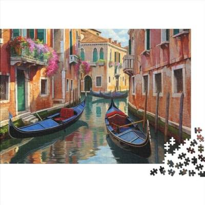 Venedig-Kanal-Ansicht Jigsaw Puzzle - Puzzle Game - 500 Pieces Puzzle for Adults and Children from 10 Years，Premium Quality Jigsaw Puzzle in Panorama Format von PPSOAP