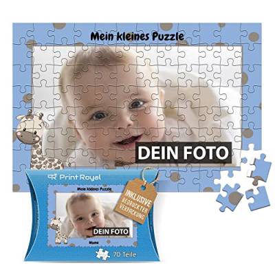 Fotopuzzle für Kinder mit Name und Foto Puzzle selbst gestalten - Mein kleines Puzzle mit Giraffe, Kinderpuzzle | 27 x 18 cm, 70 Teile in Kartonverpackung von PR Print Royal