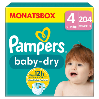 Pampers Baby-Dry Windeln, Gr. 4, 9-14 kg, Monatsbox (1 x 204 Windeln) von Pampers
