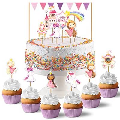 Papierdrachen Cake Topper Einhorn - Kuchendekoration Kuchen Topper 19-teilig - Decor Pics für Geburtstagskuchen - Kindergeburtstag Tortendeko - Set 2 von Papierdrachen