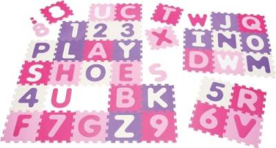 Playshoes Unisex Baby EVA-Puzzlematten 36-teilig pastell 308746, 900 - Rosa, 36 Teile (1er Pack) von Playshoes