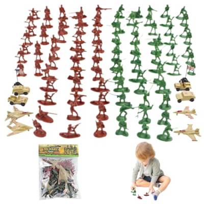 Porgeel Soldaten Figuren Spielzeugsoldaten Armee Spielzeug für Jungen 110pcs Plastikspielzeugsoldaten Armee Spielzeug mit Flugzeugen Armee Auto ＆ Kleine Soldaten tragbare Armeefiguren von Porgeel
