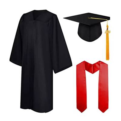 Povanjer Abschlusskleid und Doktorhut | Akademische Robe,Abschlusskostüm mit Quaste für Hochschulabschlussfeiern von Povanjer