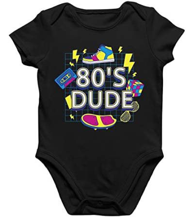 Quattro Formatee 80er 80s Dude Kostüm - Karneval Fasching Retro Party Festival Kostüm Outfit Kurzarm Baby Body Einzelteiler Strampler von Quattro Formatee