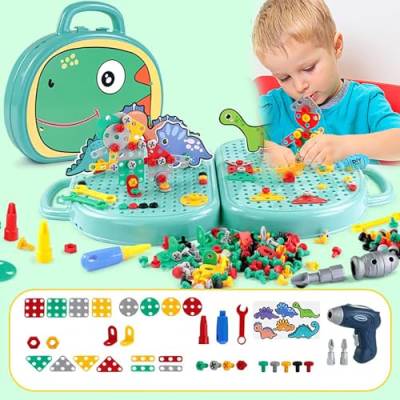 REGAPOG Magic Montessori spielzeugkiste mit bohrmaschine, Spiel des Jahres 2024, Montessori Spielzeug ab 3 Jahre, Magic Montessori Play Toolbox, 2024 New Creativity Tool Box with Drill (Dinosaurier) von REGAPOG