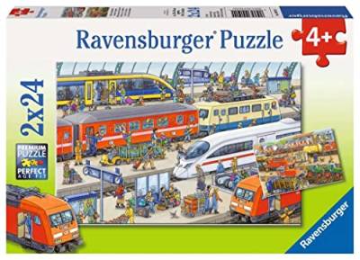 Ravensburger Kinderpuzzle - 09191 Trubel am Bahnhof - Puzzle für Kinder ab 4 Jahren, mit 2x24 Teilen von Ravensburger