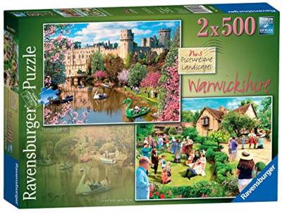 Ravensburger Picturesque Landscapes No.5 Warwickshire - Shakespeare’s Birthplace, Stratford & Warwick Castle 2X 500 Piece Jigsaw Puzzles for Adults & for Kids Age 10 and Up von Ravensburger