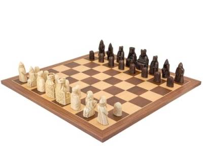 regency chess The Official Isle of Lewis Walnut and Maple Set - Now with 4 Queens - Includes 21.7 Inch Large Wooden Board and Themed Pieces, RCPB156 von Regency Chess