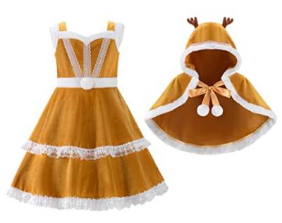 ReliBeauty Reh Kostüm Kinder Mädchen Kleid mit Umhang,100 von ReliBeauty