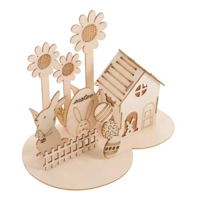 1 Satz 3D-Puzzle-Kaninchen Tischdekoration zu Ostern -Holzpuzzle Kaninchenspielzeug Spielzeuge Osterkinder-Puzzlespielzeug 3D-Puzzle-Spielzeug aus Holz Sonnenblume schmücken Hase von SAFIGLE