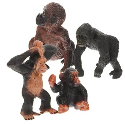 SAFIGLE 4 Stück Orang-utan Spielzeugmodell Affen Statuen Gorilla-verstand Realistisches Wildtierspielzeug Wild Lebende Tierstatuen Gorilla-Figur Kunststoff Mini Baby Plastik Ornamente von SAFIGLE