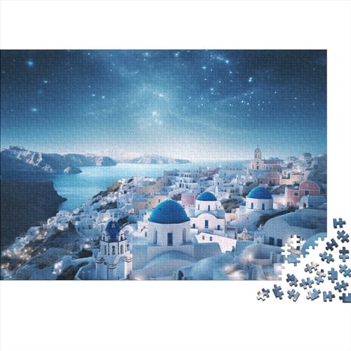 Santorini Nights Puzzle 1000 Teile Puzzle-Herausforderung Santorini Logikspiel Geistige Herausforderung Entspannung Durch Puzzeln Zeitvertreib Für Alle Altersgruppen 1000pcs (75x50cm) von SAYOBO