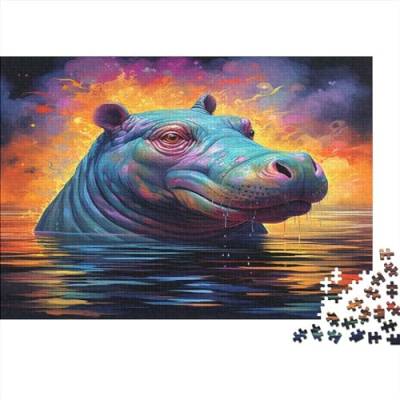 Personalised Puzzles 1000 Puzzle Impossible Colourful Hippos Puzzles Geschicklichkeitsspiel Farbenfrohes Geschenk, Erwachsenen Herausforderndes Raumdekoration Detailreiches Lernspiel 1000pcs (75x50c von SEDOXX