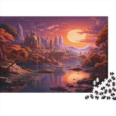 Sunset Landscape Painting Puzzle 500 Erwachsene，ImpossibleGeschicklichkeitsspiel Für Geschicklichkeitsspiel Herausforderndes Sunset Scenery Puzzles Lernspiel Raumdekoration Geschenk 500pcs (52x38cm von SEDOXX