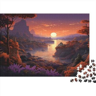 Sunset Landscape Painting Puzzle 500 Erwachsene，ImpossibleGeschicklichkeitsspiel Für Geschicklichkeitsspiel Herausforderndes Sunset Scenery Puzzles Lernspiel Raumdekoration Geschenk 500pcs (52x38cm von SEDOXX