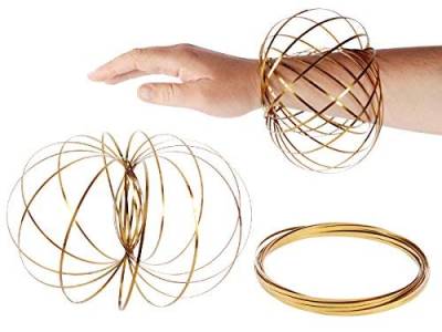 SHATCHI 11778 Bubble Infinity Arm Spring Slinky Juggle Dance 3D Magic Flow Ring Edelstahl Hand Fidget Spinner Interaktives kinetisches Dekompressionsspielzeug für Kinder Erwachsene, Gold, S von SHATCHI