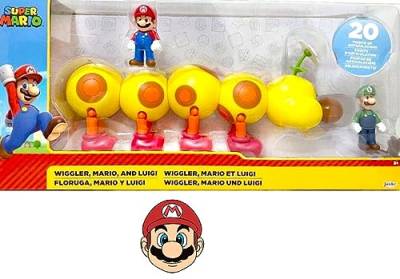 SUPER MARIO - Wiggler Mario und Luigi mit Bonus-Aufkleber von Super Mario