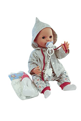 Schildkröt Puppe Finn (Trink + Näßbaby, Gr. 40 cm, Baby Puppe inkl. Kleidung, Schnuller, Windel und Flasche, mit Trink- und PIPI-Funktion) 1340147 von Schildkröt