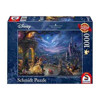 Schmidt Spiele 59484 Thomas Kinkade, Disney Die Schöne und das Biest, Tanz im Mondlicht, 1000 Teile Puzzle von Schmidt Spiele