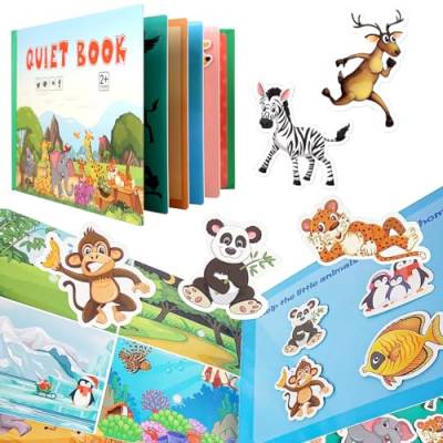 Montessori Quiet Book, Sensorisches Buch Interactive Busy Book Spielzeug Ruhiges Buch Montessori Toddlers Puzzle Buch Educational Toy Book Vorschule Rätselbuch für Kinder ab 2 Jahr (Tierisch) von Seasboes