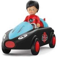 SIKU 0115 - Toddys, Sam Speedy, Spielzeugauto mit Rückziehmotor/Licht/Sound und Spielfigur, schwarz/türkis von SIKU
