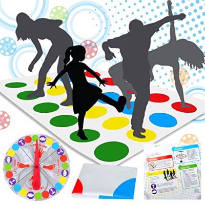 Sinwind Twister Spiel für Kinder & Erwachsen, Bodenspiel mit Spielmatte, Outdoor Spiele für Kinder, Kindergeburtstag Lustiges Spiele Spielzeug, Geschicklichkeitsspiel für Jungen und mädchen ab 6 Jahre von Sinwind