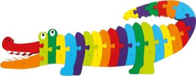 small foot Puzzle Krokodil ABC aus bunt lackiertem Holz, Alphabet lernen, toller Puzzlespaß mit Lerneffekt, 3425 von Small Foot