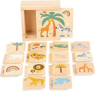 small foot Memo "Safari" aus Holz, mit Tiermotiven, Spiel- und Merkspaß, mit 28 Karten, ab 3 Jahren, 11696 von Small Foot