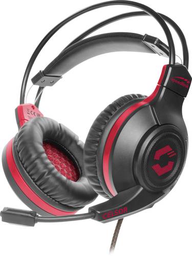 SpeedLink CELSOR Gaming Over Ear Headset kabelgebunden Stereo Schwarz/Rot Fernbedienung, Lautstärke von Speedlink