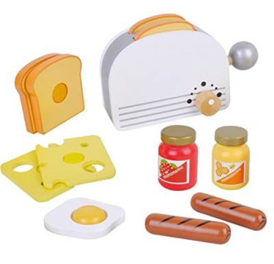 Toaster Set für Spielküche aus Holz mit Frühstück Toast und Lebensmittel von Spiel AG