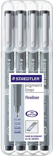 Staedtler 308 WP4 308 WP4 Fineliner Schwarz 0.1 mm, 0.3 mm, 0.5 mm, 0.7mm 4St. von Staedtler